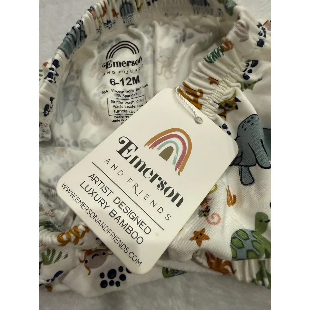 Emerson and Friends Manatee Bamboo Baby Bloomers 6-12M NWT Sea Life Print